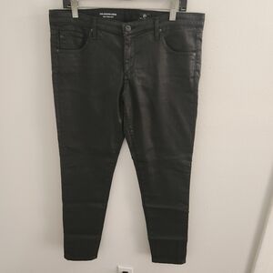 AG Adriano Goldschmied Jean 32 The Legging Ankle Super Skinny Black Faux Leather